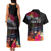 Personalised Kiribati Independence Day Couples Matching Tank Maxi Dress and Hawaiian Shirt Frigatebird and Plumeria Hibiscus Flower LT03 - Polynesian Pride