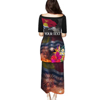 Personalised Kiribati Independence Day Family Matching Puletasi and Hawaiian Shirt Frigatebird and Plumeria Hibiscus Flower LT03 - Polynesian Pride