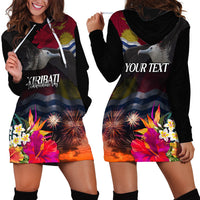 Personalised Kiribati Independence Day Hoodie Dress Frigatebird and Plumeria Hibiscus Flower LT03 - Polynesian Pride