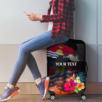 Personalised Kiribati Independence Day Luggage Cover Frigatebird and Plumeria Hibiscus Flower