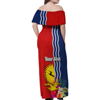 Personalised Kiribati Independence Day Family Matching Off Shoulder Maxi Dress and Hawaiian Shirt Kiribati Map With Flag Color LT03 - Polynesian Pride