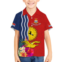 Personalised Kiribati Independence Day Family Matching Off Shoulder Maxi Dress and Hawaiian Shirt Kiribati Map With Flag Color LT03 Son's Shirt Red - Polynesian Pride