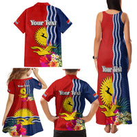 Personalised Kiribati Independence Day Family Matching Tank Maxi Dress and Hawaiian Shirt Kiribati Map With Flag Color LT03 - Polynesian Pride