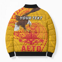 Personalized American Samoa Fautasi Race Bomber Puffer Jacket Aeto Pago Pago with Eagle Samoan Tribal Patterns