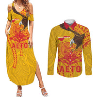 Personalized American Samoa Fautasi Race Couples Matching Summer Maxi Dress and Long Sleeve Button Shirt Aeto Pago Pago with Eagle Samoan Tribal Patterns