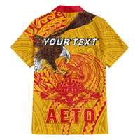 Personalized American Samoa Fautasi Race Family Matching Off Shoulder Short Dress and Hawaiian Shirt Aeto Pago Pago with Eagle Samoan Tribal Patterns LT03 - Polynesian Pride