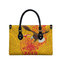 American Samoa Fautasi Race Leather Bag Aeto Pago Pago with Eagle Samoan Tribal Patterns