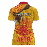 Personalized American Samoa Fautasi Race Women Polo Shirt Aeto Pago Pago with Eagle Samoan Tribal Patterns
