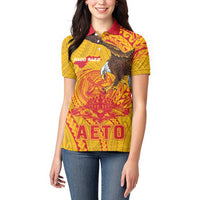 Personalized American Samoa Fautasi Race Women Polo Shirt Aeto Pago Pago with Eagle Samoan Tribal Patterns