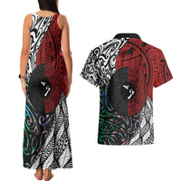 Tonga and New Zealand Together Couples Matching Tank Maxi Dress and Hawaiian Shirt Tongan Kupesi Ngatu Tattoo and Maori Paua Shell Pattern LT03 - Polynesian Pride