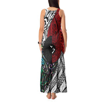 Tonga and New Zealand Together Tank Maxi Dress Tongan Kupesi Ngatu Tattoo and Maori Paua Shell Pattern LT03 - Polynesian Pride