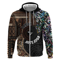 Samoa and New Zealand Together Hoodie Siapo Motif and Maori Paua Shell Pattern