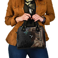 Samoa and New Zealand Together Shoulder Handbag Siapo Motif and Maori Paua Shell Pattern
