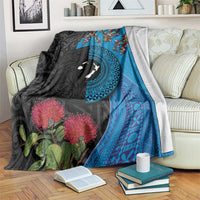 Fiji and New Zealand Together Blanket Tapa Maori Tattoo mix Tagimoucia and Pohutukawa