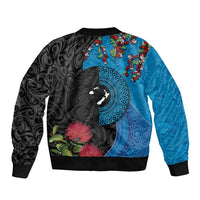 Fiji and New Zealand Together Bomber Jacket Tapa Maori Tattoo mix Tagimoucia and Pohutukawa