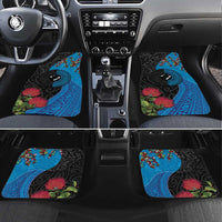 Fiji and New Zealand Together Car Mats Tapa Maori Tattoo mix Tagimoucia and Pohutukawa LT03 Set 4pcs Black - Polynesian Pride