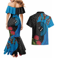 Fiji and New Zealand Together Couples Matching Mermaid Dress and Hawaiian Shirt Tapa Maori Tattoo mix Tagimoucia and Pohutukawa LT03 - Polynesian Pride
