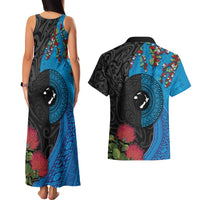 Fiji and New Zealand Together Couples Matching Tank Maxi Dress and Hawaiian Shirt Tapa Maori Tattoo mix Tagimoucia and Pohutukawa LT03 - Polynesian Pride