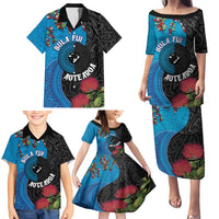 Fiji and New Zealand Together Family Matching Puletasi and Hawaiian Shirt Tapa Maori Tattoo mix Tagimoucia and Pohutukawa LT03 - Polynesian Pride