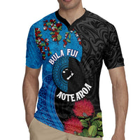 Fiji and New Zealand Together Rugby Jersey Tapa Maori Tattoo mix Tagimoucia and Pohutukawa LT03 - Polynesian Pride