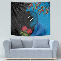 Fiji and New Zealand Together Tapestry Tapa Maori Tattoo mix Tagimoucia and Pohutukawa LT03 - Polynesian Pride