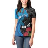 Fiji and New Zealand Together Women Polo Shirt Tapa Maori Tattoo mix Tagimoucia and Pohutukawa LT03 - Polynesian Pride