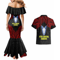 Vitis Central Dabaris Rugby Couples Matching Mermaid Dress and Hawaiian Shirt Papua New Guinea Polynesian Tattoo LT03 - Polynesian Pride