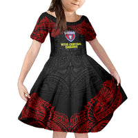 Custom Vitis Central Dabaris Rugby Kid Short Sleeve Dress Papua New Guinea Polynesian Tattoo LT03 KID Red - Polynesian Pride