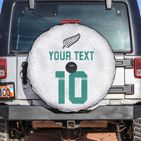 Custom New Zealand Football Spare Tire Cover Go All Silver Ferns - Towards World Cup 2026 LT03 White - Polynesian Pride