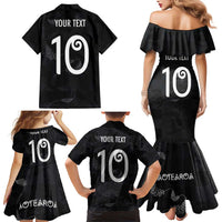 Custom New Zealand Rugby Family Matching Mermaid Dress and Hawaiian Shirt All Silver Ferns Blacks LT03 - Polynesian Pride