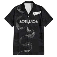 Custom New Zealand Rugby Family Matching Short Sleeve Bodycon Dress and Hawaiian Shirt All Silver Ferns Blacks LT03 Dad's Shirt - Short Sleeve Black - Polynesian Pride