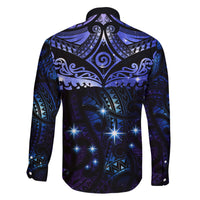 New Zealand Matariki Family Matching Off The Shoulder Long Sleeve Dress and Hawaiian Shirt Maori Pattern and Matariki Sky Night LT03 - Polynesian Pride