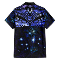New Zealand Matariki Family Matching Short Sleeve Bodycon Dress and Hawaiian Shirt Maori Pattern and Matariki Sky Night LT03 - Polynesian Pride