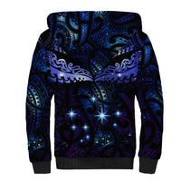 New Zealand Matariki Sherpa Hoodie Maori Pattern and Matariki Sky Night LT03 - Polynesian Pride
