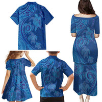 Hawaiian Turtles and Polynesian Art Tattoo Family Matching Puletasi and Hawaiian Shirt Ocean Abyss LT03 - Polynesian Pride