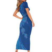 Hawaiian Turtles and Polynesian Art Tattoo Family Matching Short Sleeve Bodycon Dress and Hawaiian Shirt Ocean Abyss LT03 - Polynesian Pride
