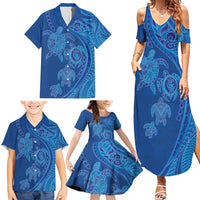 Hawaiian Turtles and Polynesian Art Tattoo Family Matching Summer Maxi Dress and Hawaiian Shirt Ocean Abyss LT03 - Polynesian Pride