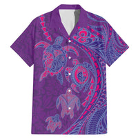 Hawaiian Turtles and Polynesian Art Tattoo Family Matching Mermaid Dress and Hawaiian Shirt Dusky Violet LT03 Dad's Shirt - Short Sleeve Purple - Polynesian Pride