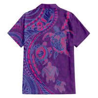 Hawaiian Turtles and Polynesian Art Tattoo Family Matching Tank Maxi Dress and Hawaiian Shirt Dusky Violet LT03 - Polynesian Pride