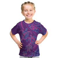 Hawaiian Turtles and Polynesian Art Tattoo Kid T Shirt Dusky Violet