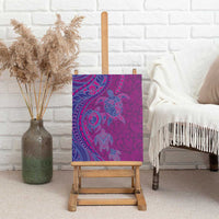Hawaiian Turtles and Polynesian Art Tattoo Canvas Wall Art Cerise