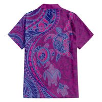 Hawaiian Turtles and Polynesian Art Tattoo Family Matching Off Shoulder Maxi Dress and Hawaiian Shirt Cerise LT03 - Polynesian Pride