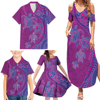 Hawaiian Turtles and Polynesian Art Tattoo Family Matching Summer Maxi Dress and Hawaiian Shirt Cerise LT03 - Polynesian Pride