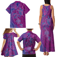 Hawaiian Turtles and Polynesian Art Tattoo Family Matching Tank Maxi Dress and Hawaiian Shirt Cerise LT03 - Polynesian Pride
