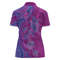 Hawaiian Turtles and Polynesian Art Tattoo Women Polo Shirt Cerise LT03 - Polynesian Pride