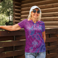 Hawaiian Turtles and Polynesian Art Tattoo Women Polo Shirt Cerise LT03 - Polynesian Pride