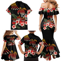 Hawaiian Hibiscus Turtle and Tropical Flower Family Matching Mermaid Dress and Hawaiian Shirt Dynamic Vibe LT03 - Polynesian Pride