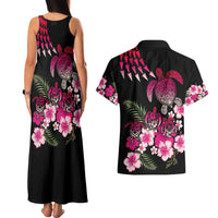Hawaiian Hibiscus Turtle and Tropical Flower Couples Matching Tank Maxi Dress and Hawaiian Shirt Sweet Vibe LT03 - Polynesian Pride