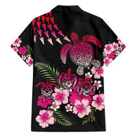 Hawaiian Hibiscus Turtle and Tropical Flower Family Matching Long Sleeve Bodycon Dress and Hawaiian Shirt Sweet Vibe LT03 - Polynesian Pride