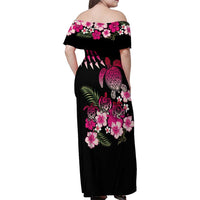 Hawaiian Hibiscus Turtle and Tropical Flower Family Matching Off Shoulder Maxi Dress and Hawaiian Shirt Sweet Vibe LT03 - Polynesian Pride